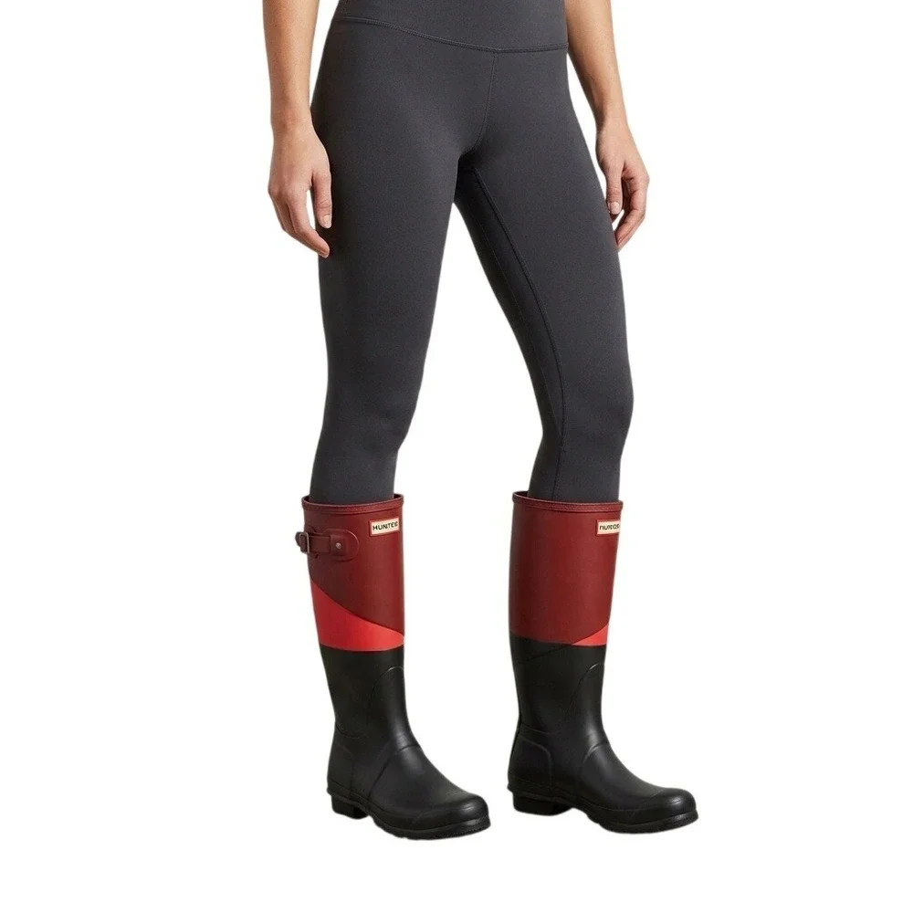Hunter Women's Size 7F Red‎ Black Colorblock Tall Waterproof Utility Rain Boots